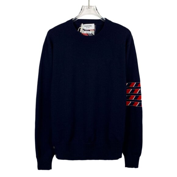 Thom Browne Navy Lobster Wool Sweater With Red & White Striped Details - Made In - Picture 1 of 8